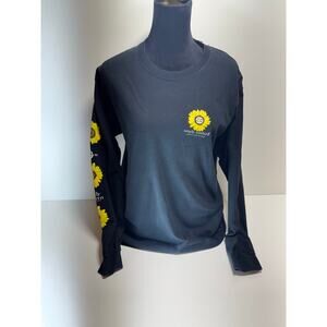 Simply Southern Long Sleeve Happy Life Be Kind T Shirt Black Yellow Sz Large